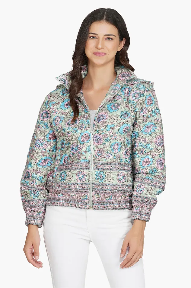 Aruba Blue Floral Bomber Jacket Aruba Blue Floral Bomber Jacket