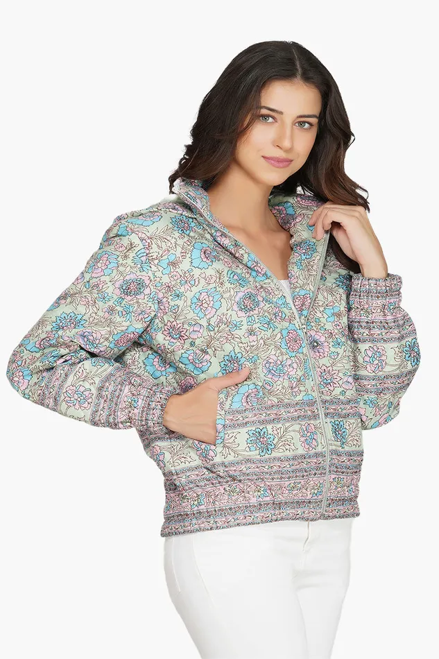 Aruba Blue Floral Bomber Jacket Aruba Blue Floral Bomber Jacket