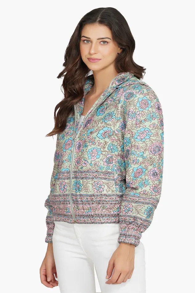Aruba Blue Floral Bomber Jacket Aruba Blue Floral Bomber Jacket