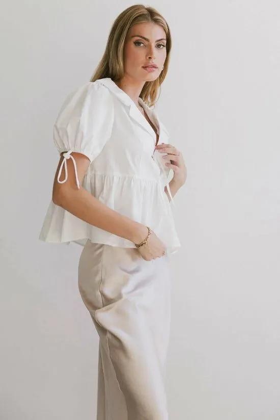 Bohme Bea Collared Peplum Blouse White Women Blouses