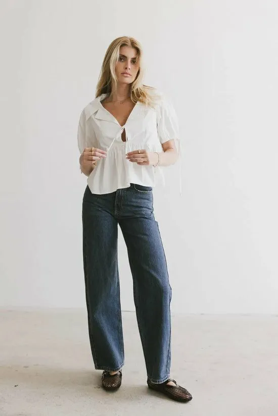 Bohme Bea Collared Peplum Blouse White Women Blouses