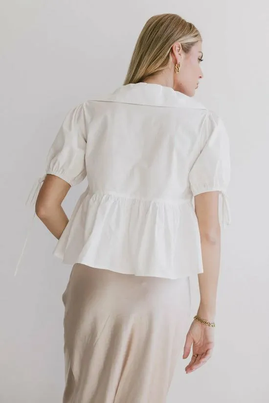 Bohme Bea Collared Peplum Blouse White Women Blouses