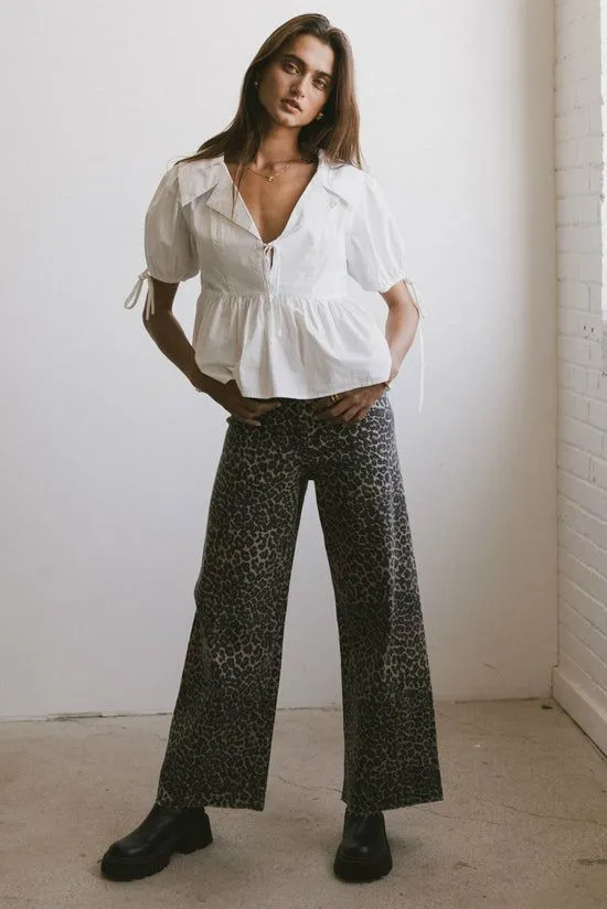 Bohme Bea Collared Peplum Blouse White Women Blouses