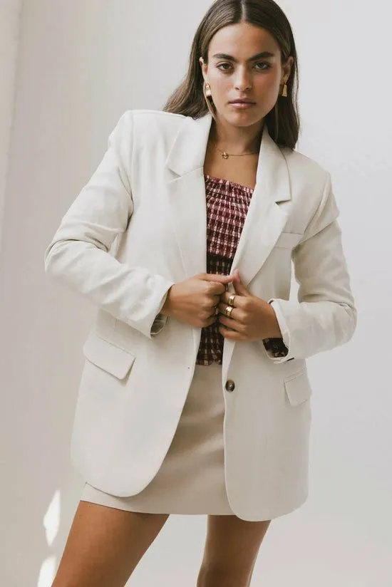 Bohme Crystal Blazer In Cream Cream Women Jackets