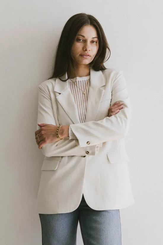 Bohme Crystal Blazer In Cream Cream Women Jackets