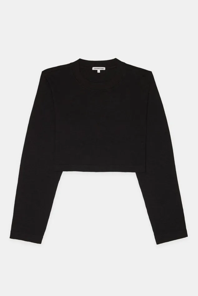 COTTON CITIZEN Tokyo Crop Shirt Jet Black Women Shirts COTTON CITIZEN Tokyo Crop Shirt Jet Black Women Shirts