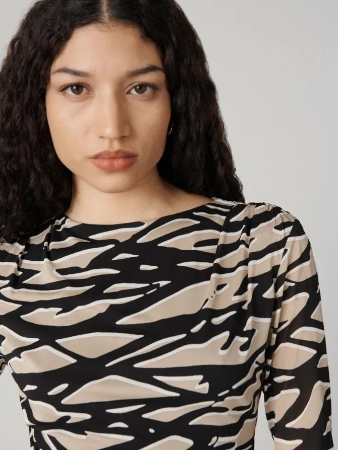DVF Dresses Darrius Long Sleeve Dress Shadow Twigs Horizontal 8211 Women