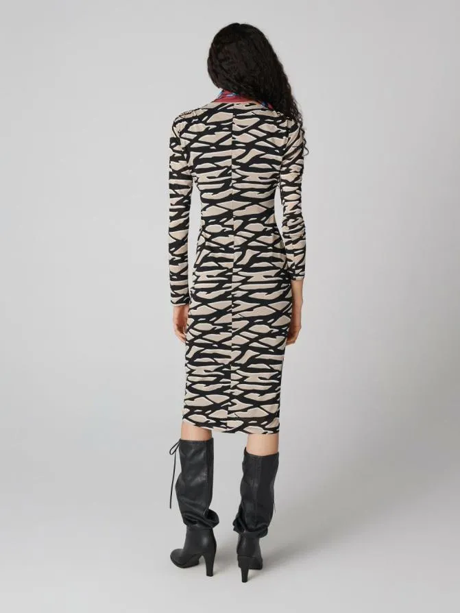 DVF Dresses Darrius Long Sleeve Dress Shadow Twigs Horizontal 8211 Women