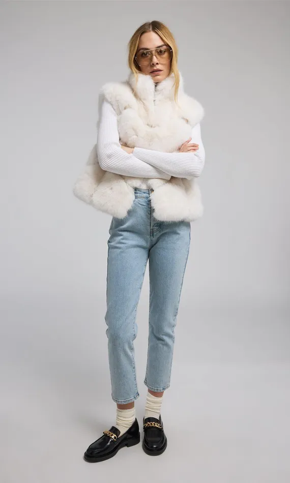 Generation Love Clothing Outerwear Women Rosario Faux Fur Vest White