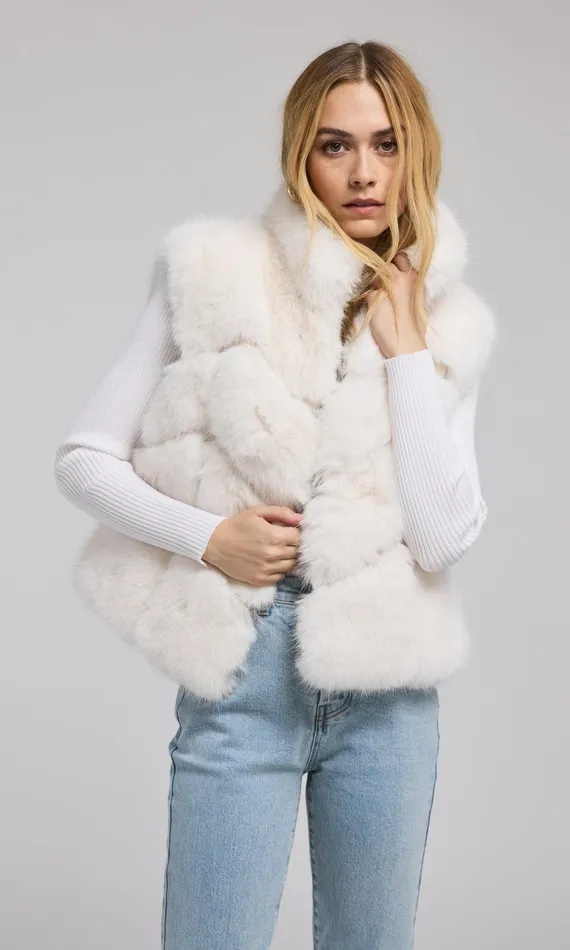 Generation Love Clothing Outerwear Women Rosario Faux Fur Vest White