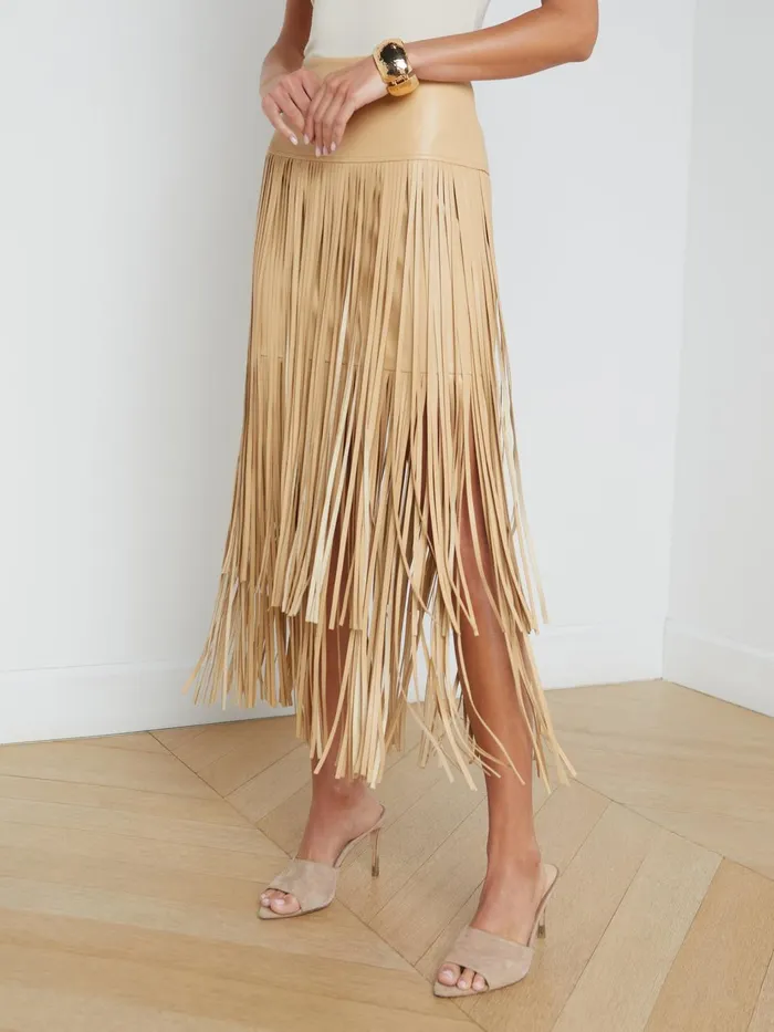 Karolina Fringe Skirt Croissant Women L039Agence Skirts Karolina Fringe Skirt Croissant Women L039Agence Skirts