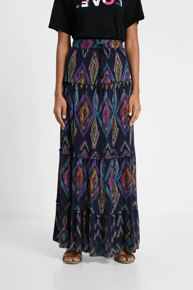 Long Eco Skirt With Geometric Print Women Desigual Skirts and Shorts
