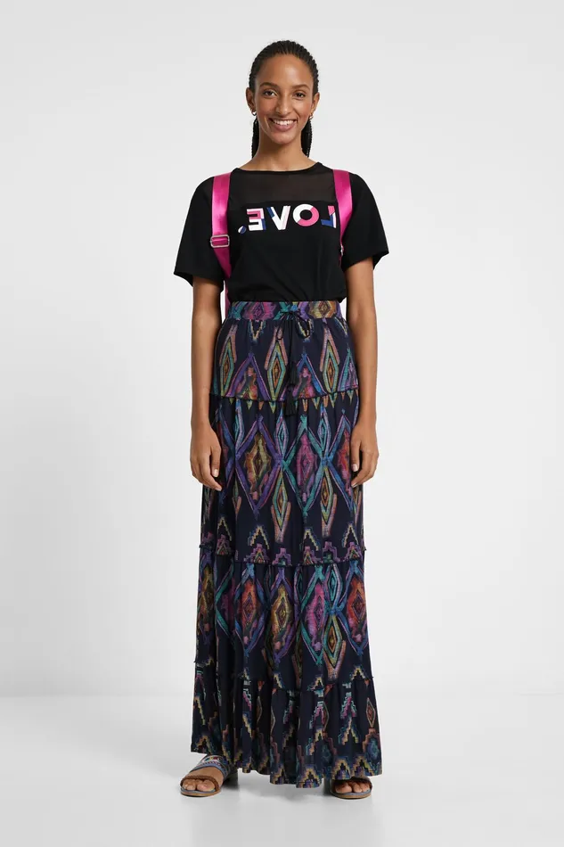 Long Eco Skirt With Geometric Print Women Desigual Skirts and Shorts