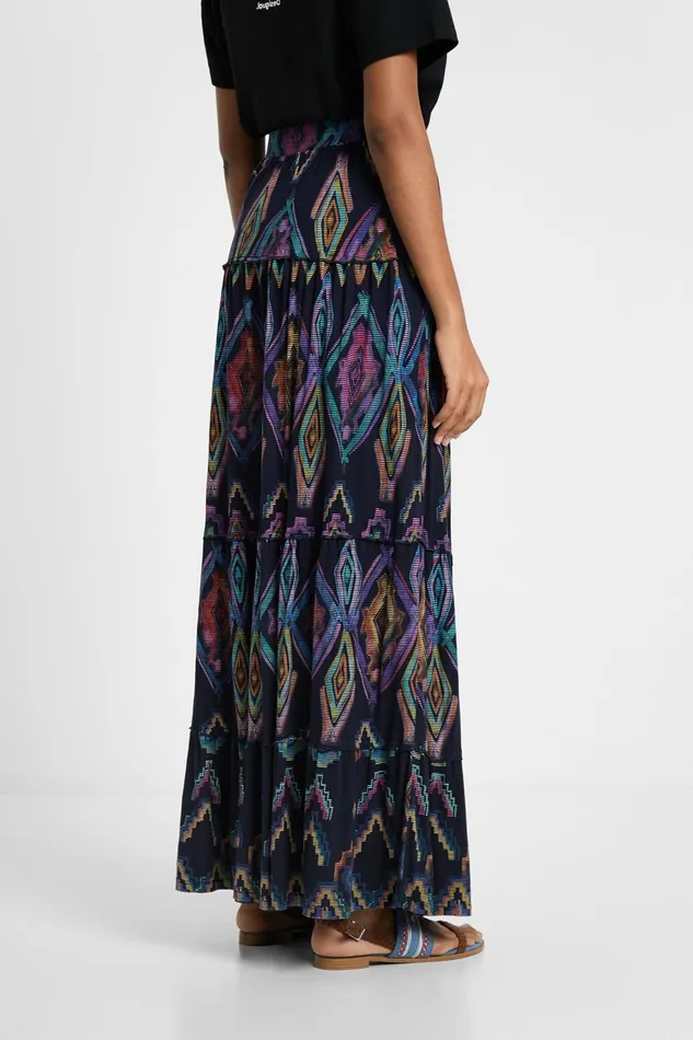 Long Eco Skirt With Geometric Print Women Desigual Skirts and Shorts