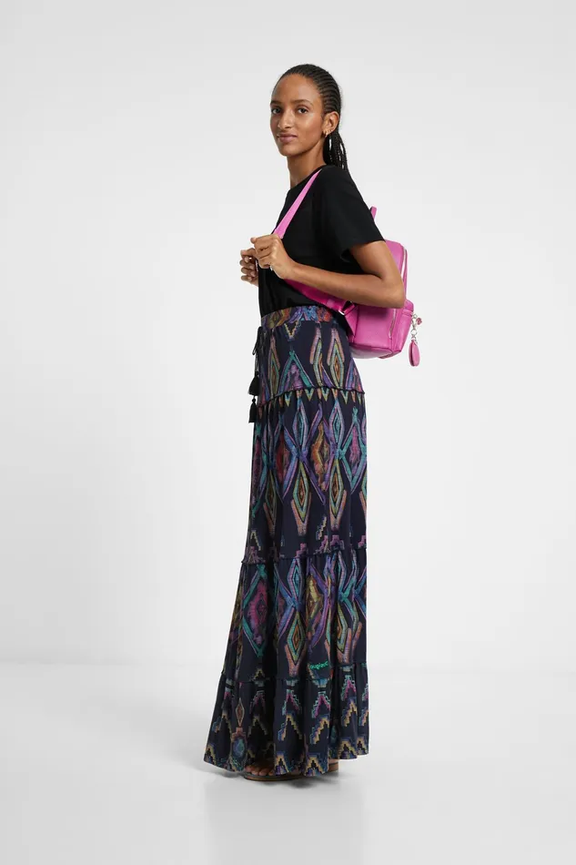 Long Eco Skirt With Geometric Print Women Desigual Skirts and Shorts