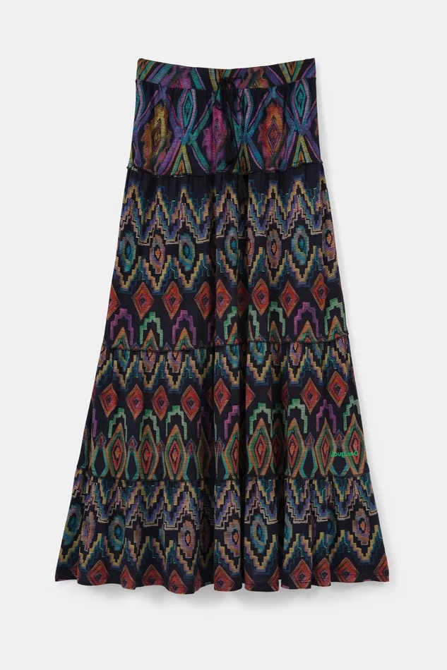 Long Eco Skirt With Geometric Print Women Desigual Skirts and Shorts