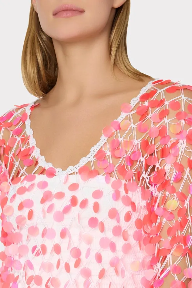 Milly Swim and Coverups Women Sequin Crochet Mini Dress Pinkwhite Milly Swim and Coverups Women Sequin Crochet Mini Dress Pinkwhite
