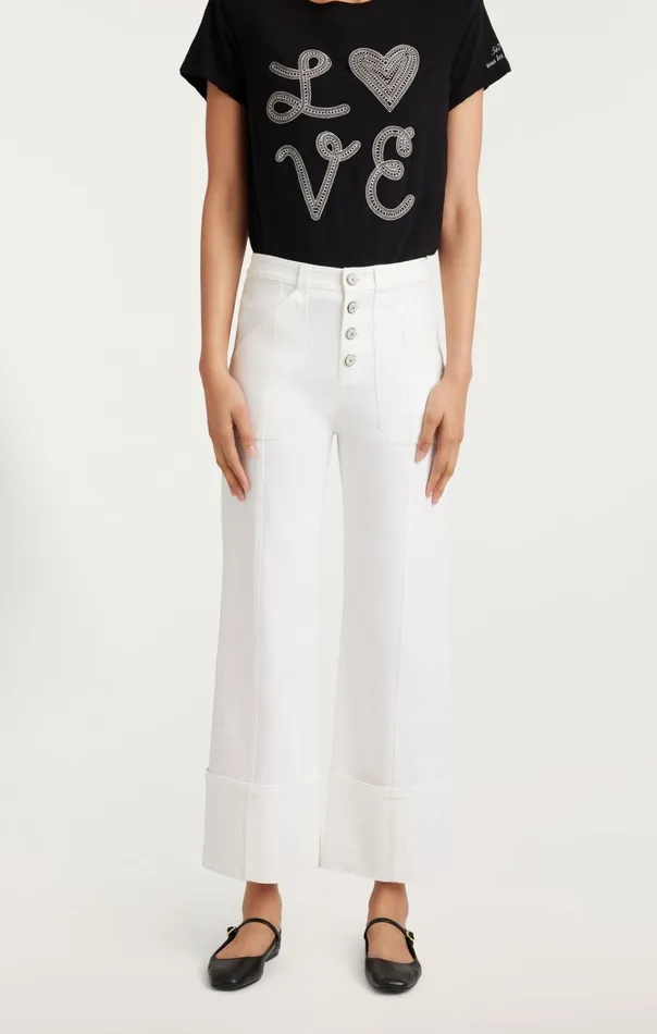 Women Cinq Sept Bottoms Cuffed Benji Pant White