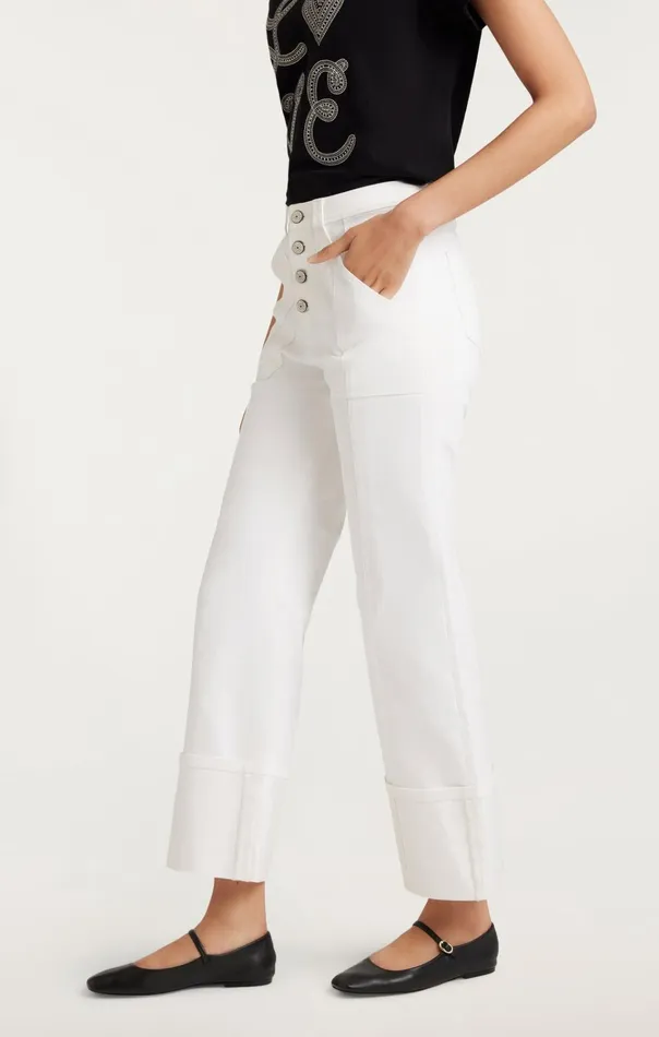 Women Cinq Sept Bottoms Cuffed Benji Pant White