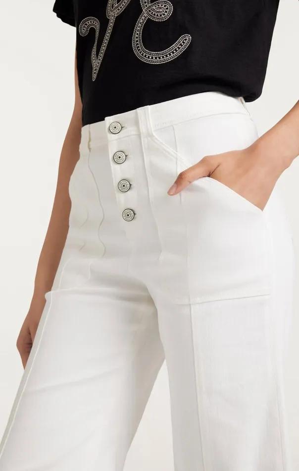 Women Cinq Sept Bottoms Cuffed Benji Pant White