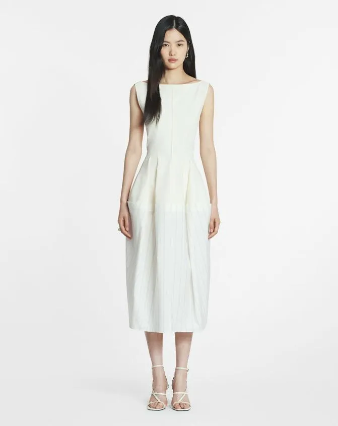 Women Dresses Lanvin Cotton Peplum Dress Whiteblack