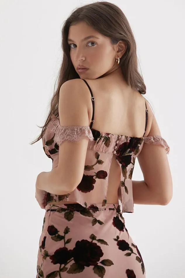 Women Graciela Dusty Pink Devore Top House Of CB Tops