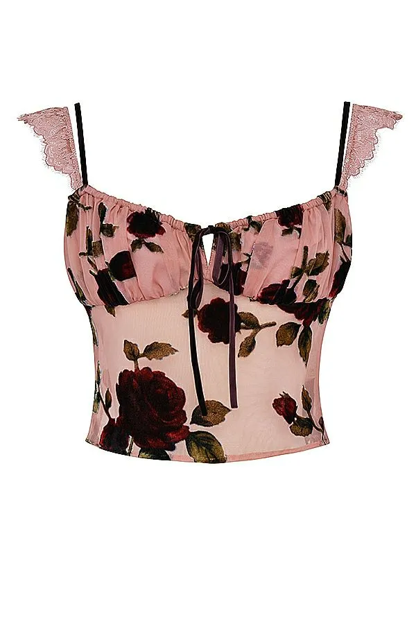 Women Graciela Dusty Pink Devore Top House Of CB Tops