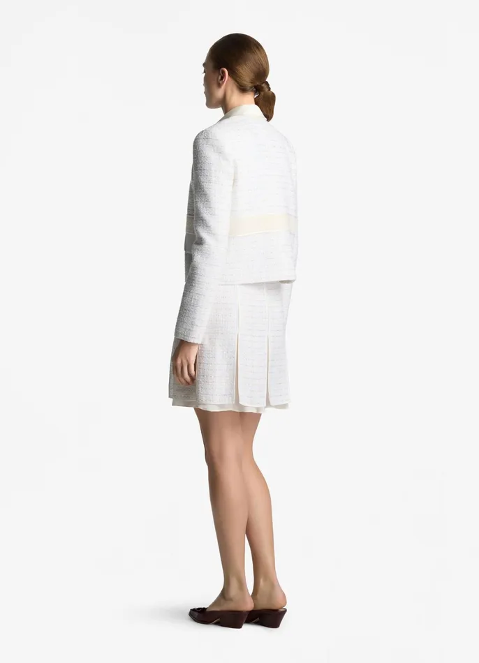 Women Jackets and Coats St John Sequin Tweed Open Weave Jacket Ivory Multi