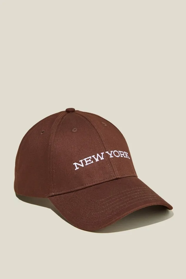 6 Panel Ball Cap Chocolatenew York Men Cotton On Hats