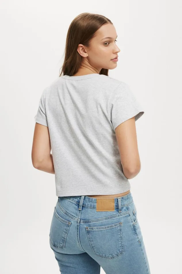 90S Baby Tee Grey Marle Women Cotton On Tops