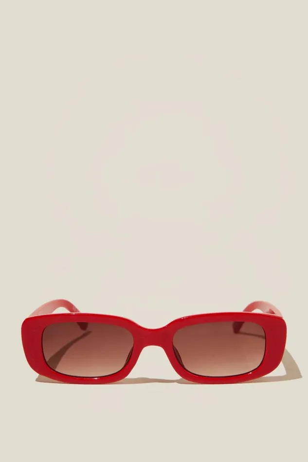 Abby Rectangle Sunglasses Scarlet Red Women Cotton On Sunglasses