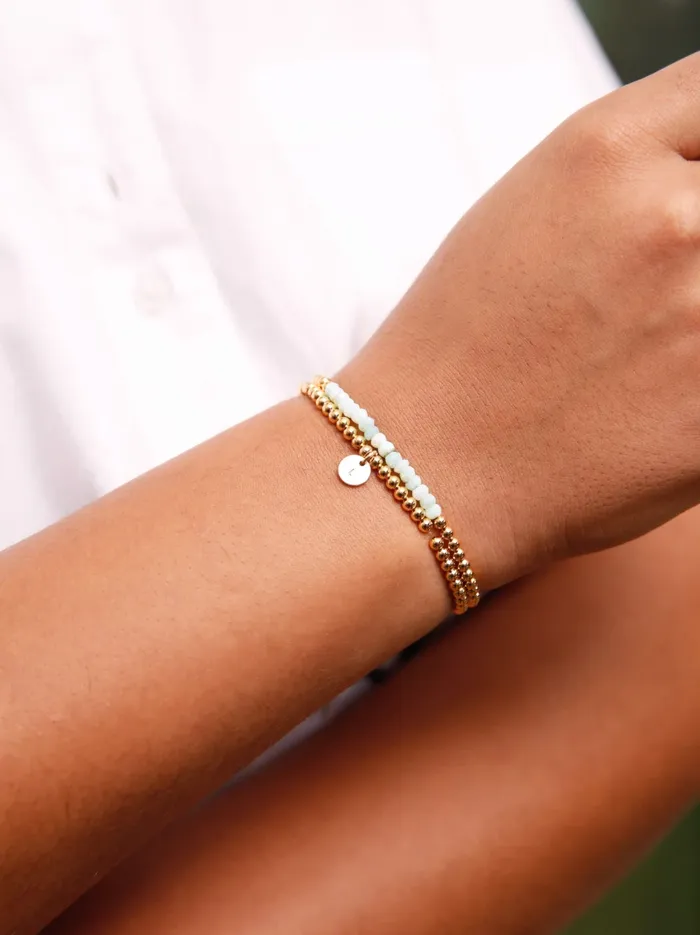 Able Bracelets Women Beaded Stacker Bracele 18k Gold Plated