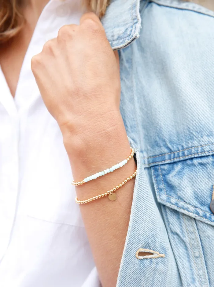 Able Bracelets Women Beaded Stacker Bracele 18k Gold Plated