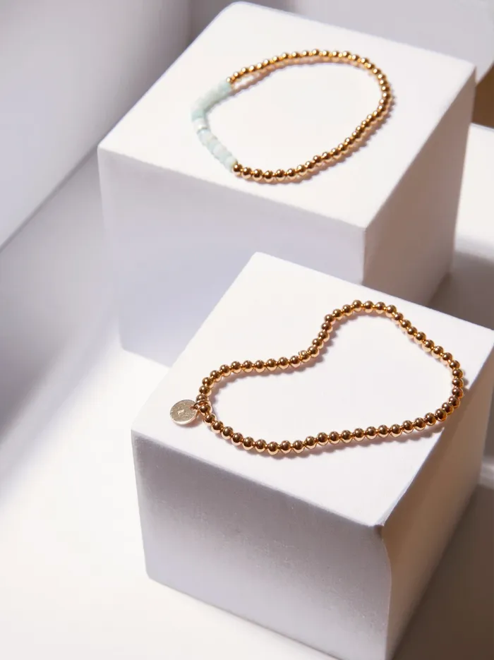 Able Bracelets Women Beaded Stacker Bracele 18k Gold Plated