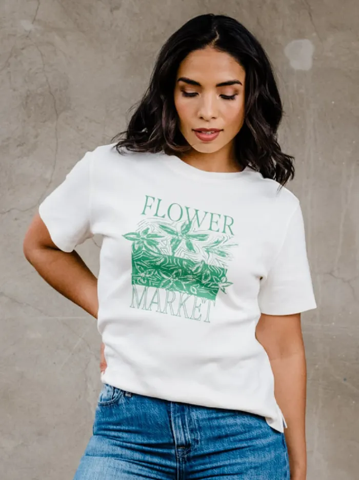 Able Lennox Relaxed Graphic Tee White Women Tops