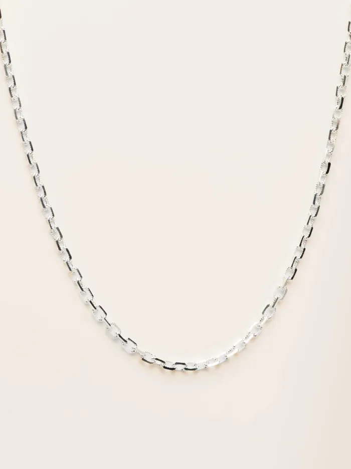 Able Necklaces Women Textured Beveled Chain Necklace Sterling Silver