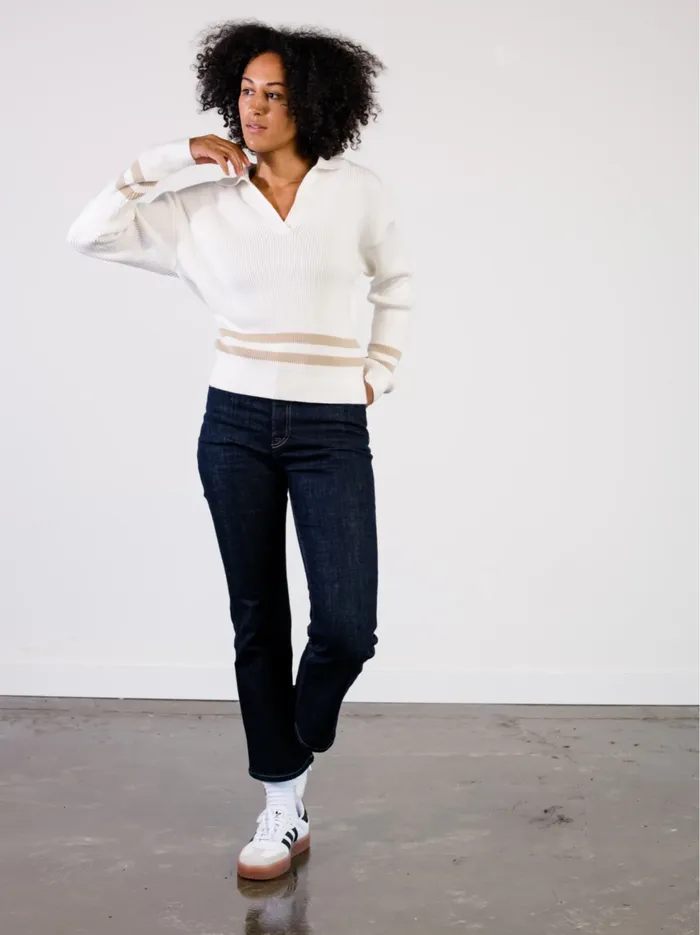 Able Sweaters Women Jenna Polo Sweater AlmondBrown Sugar