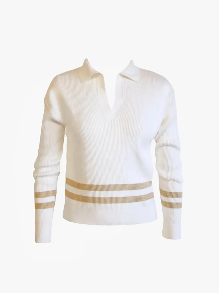 Able Sweaters Women Jenna Polo Sweater AlmondBrown Sugar