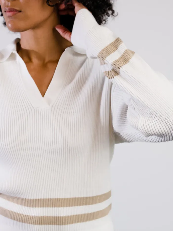 Able Sweaters Women Jenna Polo Sweater AlmondBrown Sugar