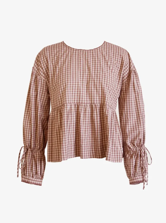 Able Tops Women Skylar Swing Top NutmegAlmond Gingham
