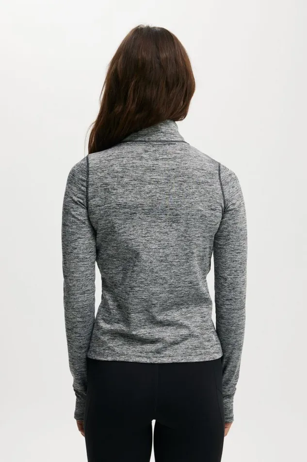 Active Core Zip Through Long Sleeve Salt And Pepper Women Cotton On Tops