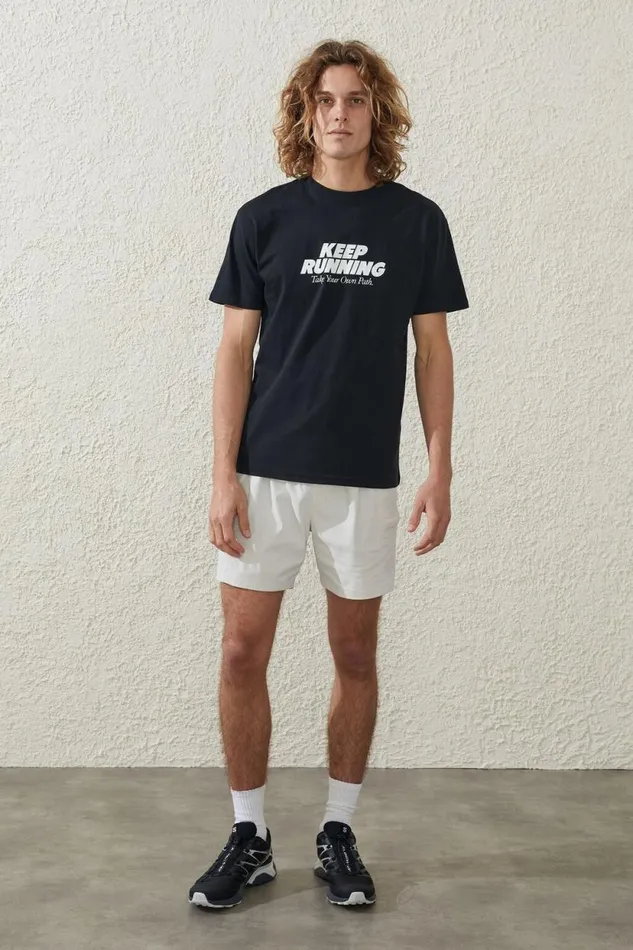Active Icon Tee Black Keep Running Men Cotton On Tees and Tanks