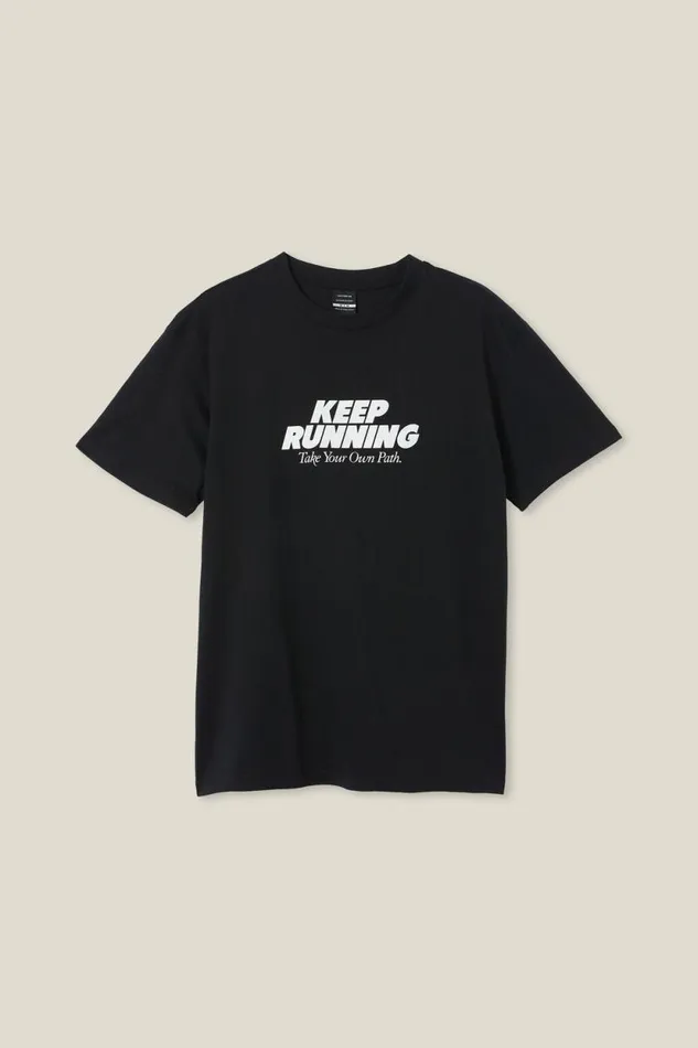 Active Icon Tee Black Keep Running Men Cotton On Tees and Tanks