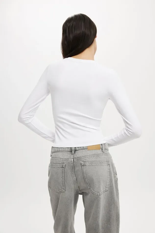 All Day Crew Long Sleeve White Women Cotton On Tops All Day Crew Long Sleeve White Women Cotton On Tops