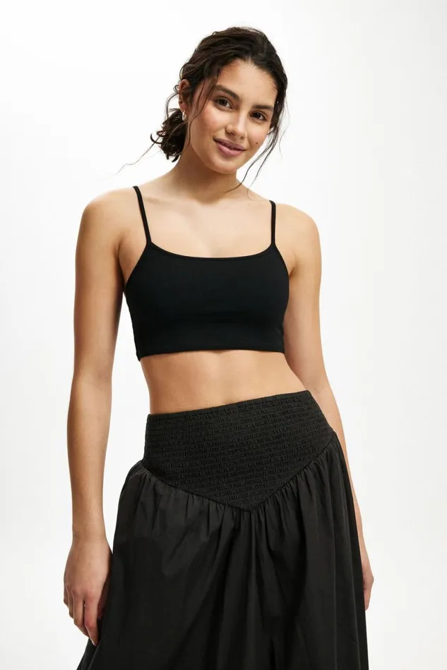All Day Micro Crop Cami Black Women Cotton On Tops
