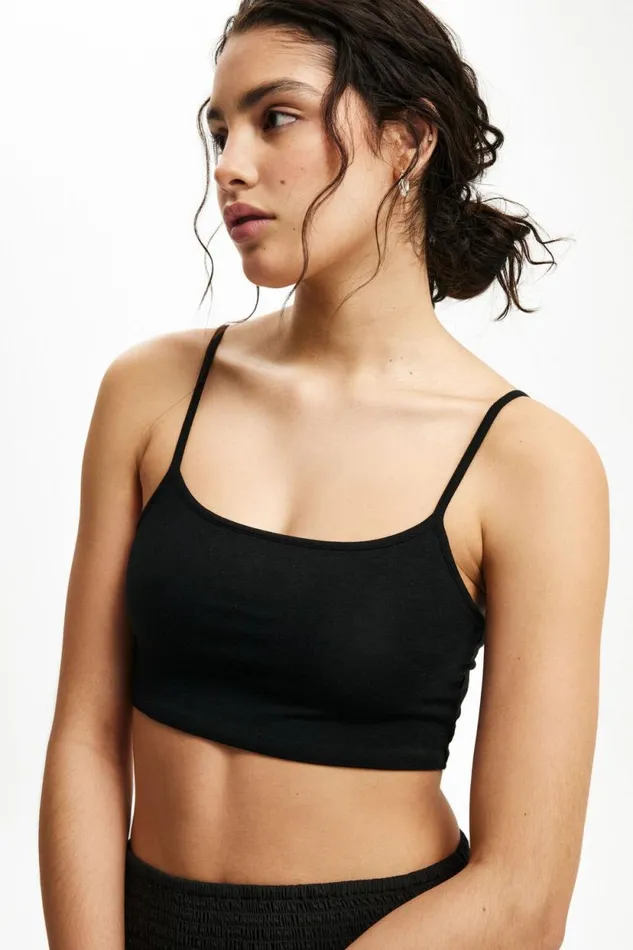 All Day Micro Crop Cami Black Women Cotton On Tops