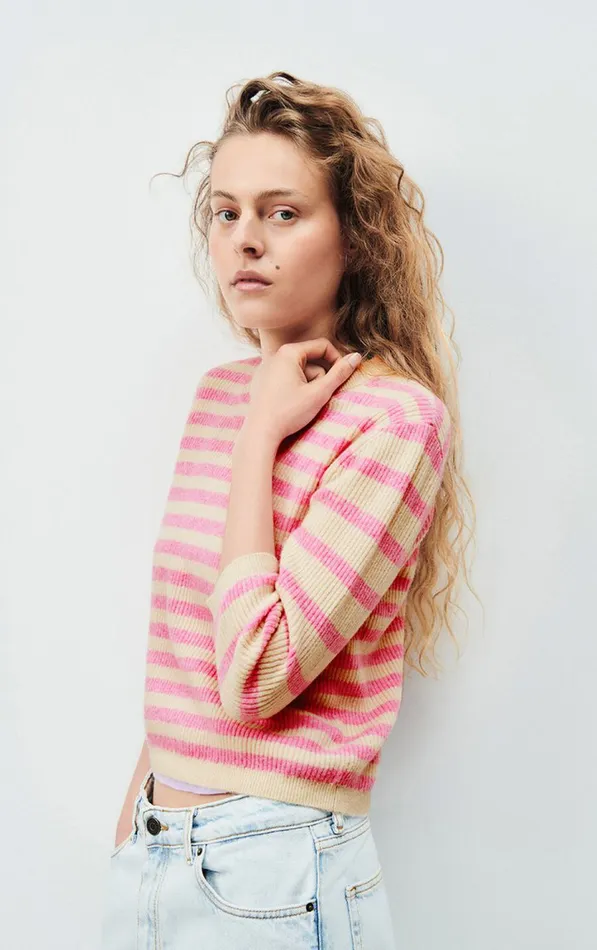 American Vintage Jumpers and Cardigans Women Jumper Raxow Natural Striped Princess Melange American Vintage Jumpers and Cardigans Women Jumper Raxow Natural Striped Princess Melange