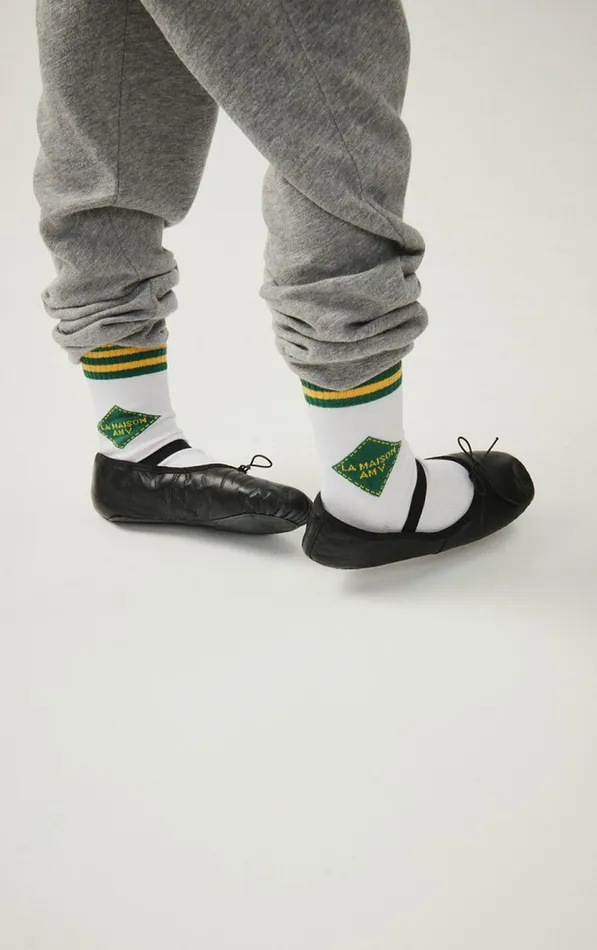 American Vintage Kids Socks Clypsun Green And Yellow Striped