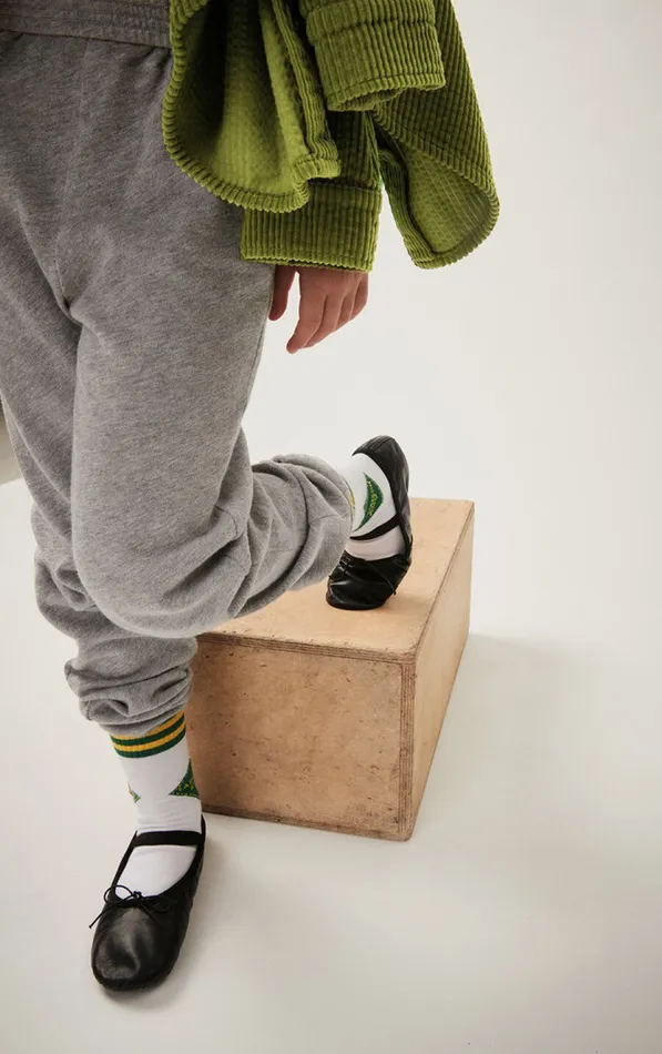 American Vintage Kids Socks Clypsun Green And Yellow Striped