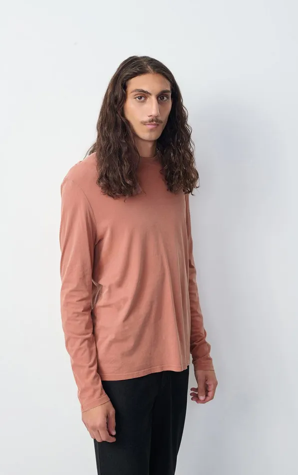 American Vintage Long Sleeve TShirts Men TShirt Devon Vintage Terracotta